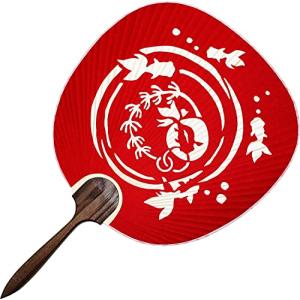 丸全 うちわ なごみ レッド 約37×24×0.9cm