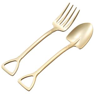 eve-mode The country story スコップ型シャベルスプーン&フォーク 中 ステンレス 金メッキ仕上げ 2本組