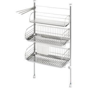 ヨシカワ 日本製 突っ張り水切り シルバー バスケットが外せる