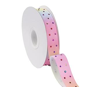ITIsparkle ラインストーンリボン グログランリボン 幅25mm×22M巻 手芸 ラッピング ちょう結び リボン #000-グラデーション