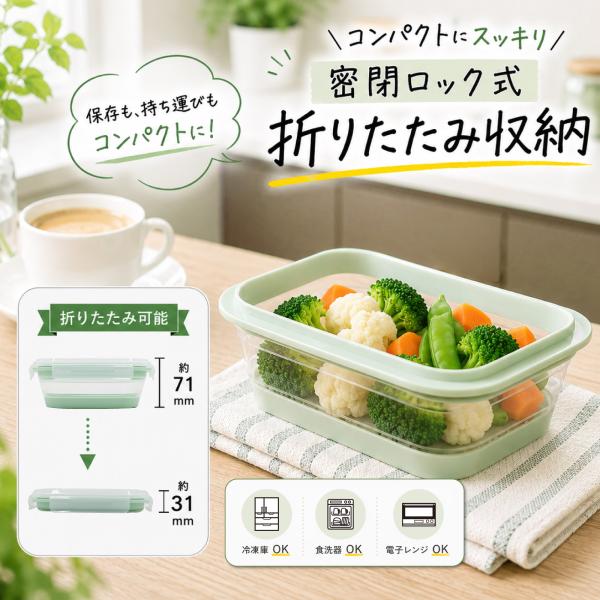 折りたためる 保存容器 シリコン たためる お弁当箱 電子レンジOK 冷凍OK 食洗機OK 密閉 耐...