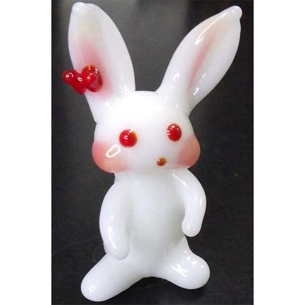 リボンうさぎ ガラス細工 ミニチュア 雑貨 置物 ガラス工芸品
