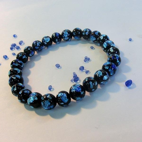 ホタル玉、数珠レット8mm玉(ブレスレット)青色