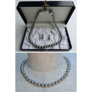 人造真珠ネックレス・イヤリングset 8mm玉 黒真珠 : 佐竹ガラス - 通販