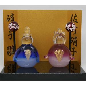 本金箔 硝子雛 ひな人形 お雛様 雛飾り 木台...の詳細画像1