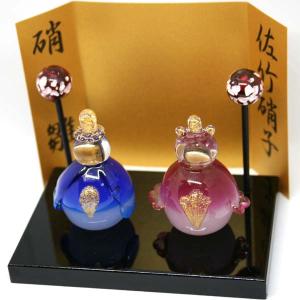 本金箔 硝子雛 ひな人形 お雛様 雛飾り 木台...の詳細画像2