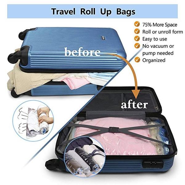 【送料無料】「6枚セット/40x60cm」コンパクトに収納 衣類用圧縮袋 圧縮パック 圧縮袋 海外旅...