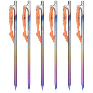 Boundless Voyage】カラフル チタンペグ 6本セット 30cm テントペグ