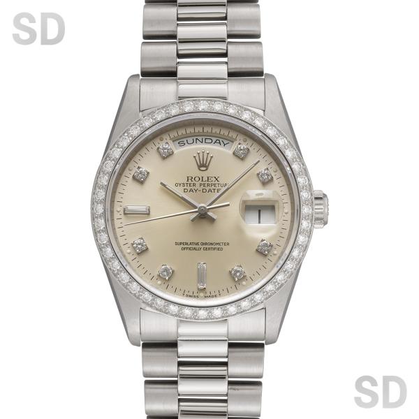 ROLEX デイデイト 18346A シルバー/ダイヤ/ベゼルダイヤ メンズ 【中古】 ロレックス