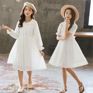韓国子供服 キッズ ワンピース レース 白ドレス 白ワンピース 女の子 こども服 膝丈 半袖ワンピース 長袖ワンピース レースワンピース 姫系 お姫様 可愛い プリ