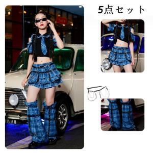 女の子 ジャズダンス 衣装 スカートセット チェック柄スカート 学園 制服 子供 ジャズ ヒップホップ 演出服 女の子 チアダンス ステージ衣装 キッズダンス衣装 j