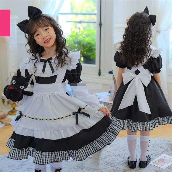 メイド服 キッズ コスプレ ハロウィン キッズ コスプレ 仮装 ゴスロリ 萌え コスプレ 衣装 子供...