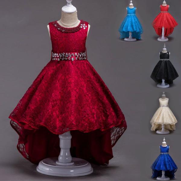 子供ドレス ワンピース レースチュールワンピース ドレス ピアノ発表会ドレス 女の子 二次会 子ども...