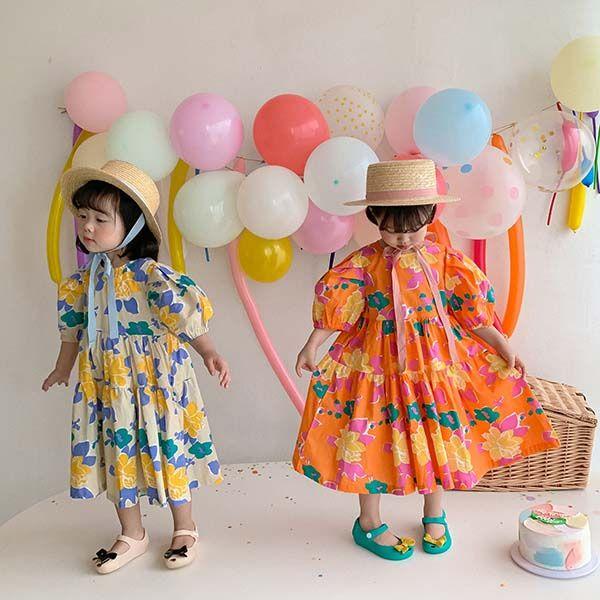 キッズ ワンピース 半袖 夏 子供服 ワンピース 女の子 花柄 おしゃれ 韓国子ども服 ジュニア ベ...