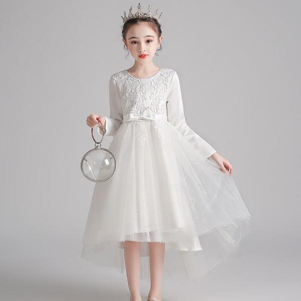 発表会ドレス パーティードレス ワンピースドレス フィッシュテールスカート 子供服 長袖 ピアノ演奏...