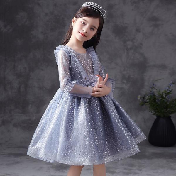 プリンセスドレス パーティードレス 発表会ドレス ピアノ演奏会ドレス ドレス ワンピース 長袖 子供...