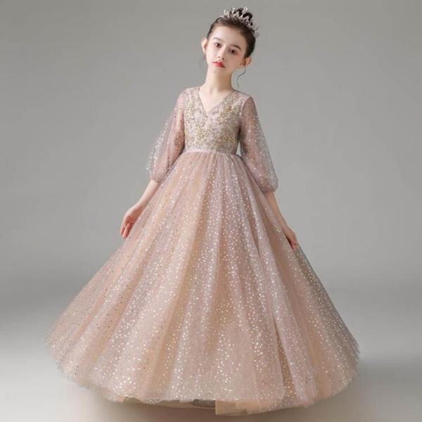 4色!新作ドレス 子供　発表会　結婚式　子ども　ワンピース　ふんわり きれいめ 演奏会 子供ドレス ...