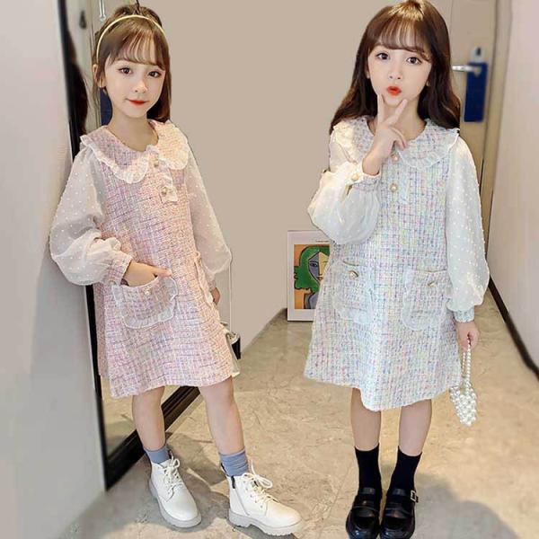 ワンピース キッズ 長袖 子供服 女の子 春秋 キッズワンピース 膝丈ワンピース 子供ドレス 結婚式...