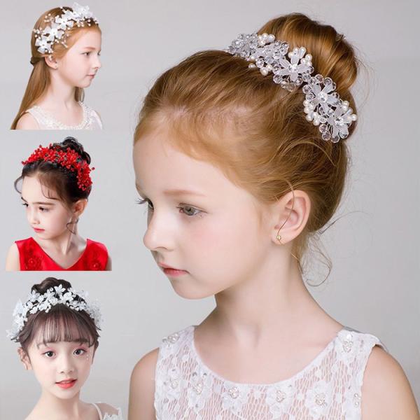 ヘッドドレス フラワーティアラ 女の子用　髪飾り 子供 ピアノ発表会　花輪  ヘアアクセサリー 結婚...