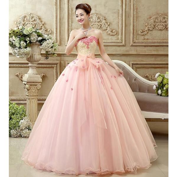 カラードレス プリンセスライン ウエディングドレス 二次会 結婚式 ドレス 演奏会用ドレス ピアノ ...