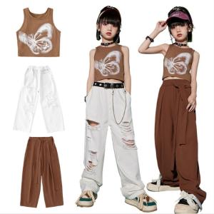 子供服 セットアップ キッズダンス衣装 ブラウン