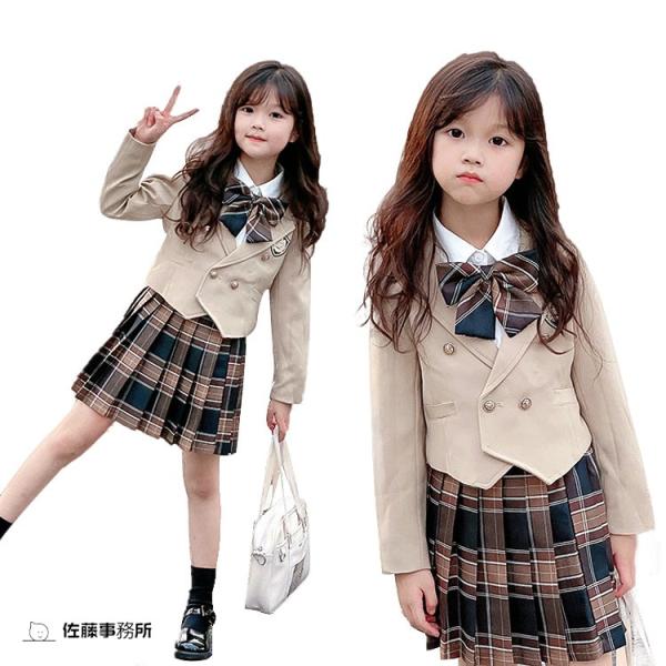 入学式 卒業式 スーツ 女の子 4点セット小学生 子供服 中学生 ジャケット ブラウス スカート リ...
