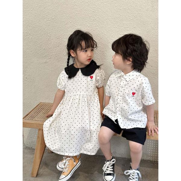 兄妹 セットアップ キッズ ワンピース 子供服 女の子 男の子 150cm 80cm ベビー服 シャ...