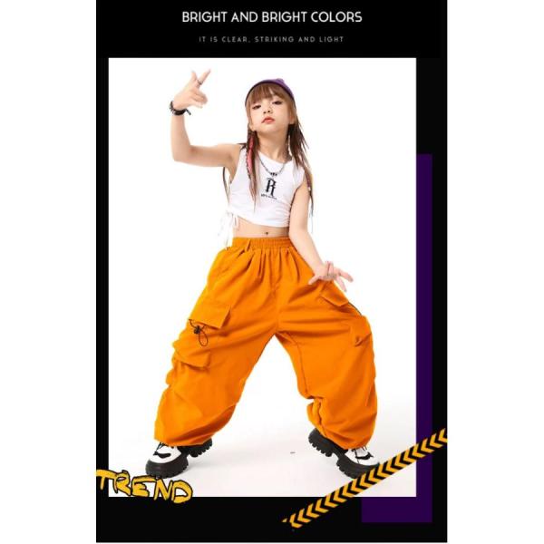 ヒップホップ 衣装 セットアップ 子供ダンス服 ダンスウェア キッズダンス衣装 トップス カーゴパン...