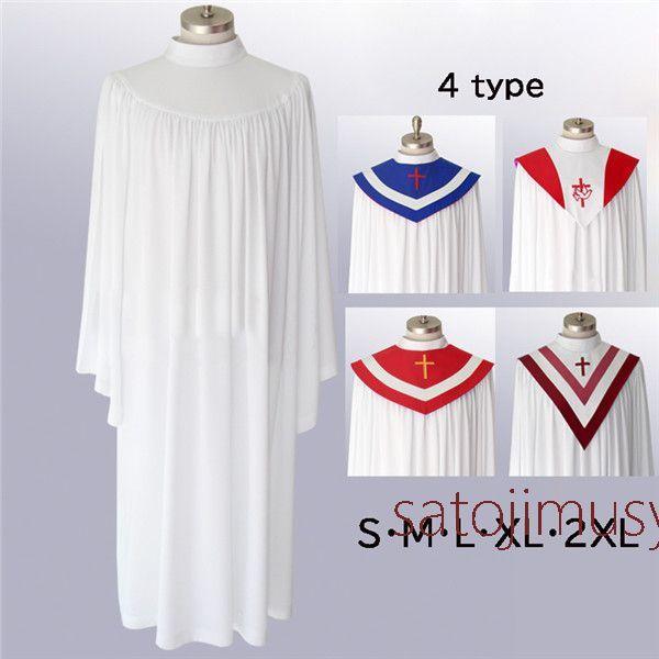 キリストの洗礼 聖歌隊 セレモニー ローブ ガウン 白 合唱 グラデュエーション ホワイト 大人 お...