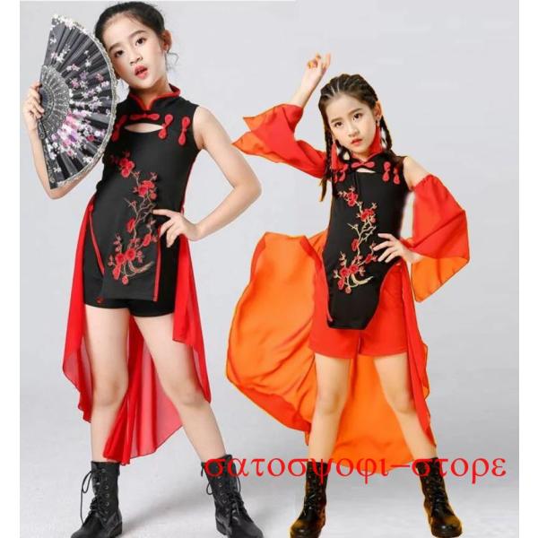 子供チャイナドレス 中国風ダンス衣装 キッズ 女の子 チャイナ服 中華舞台ステージ衣装 モデルショー...
