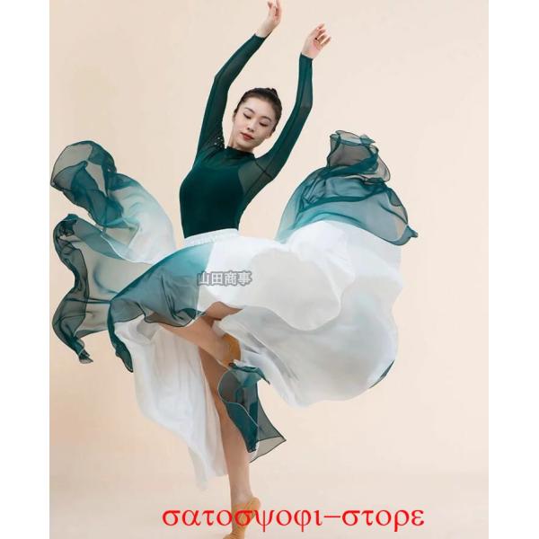 大人古典舞踊ダンス衣装  レディースダンス衣裳 トップス/スカート単品/セット対応可 大裾スカート ...