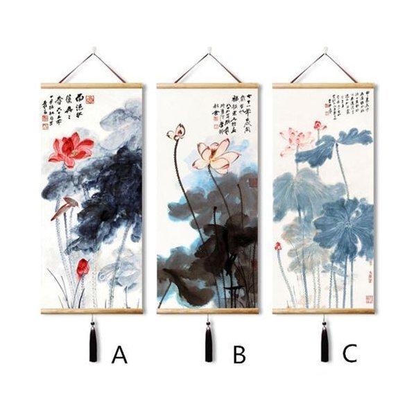 送料無料 絵巻物 掛軸 書画 風水画 水墨画(17051729)