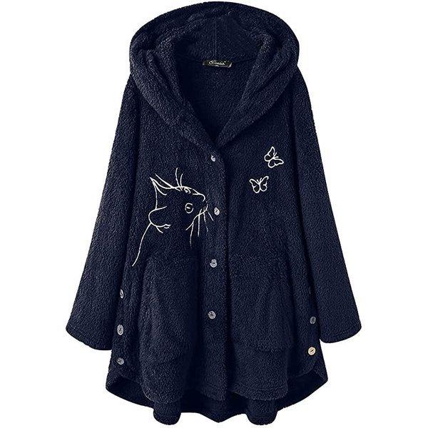 ボア レディース パーカー トレーナー  猫柄 暖かい 秋冬 大きいサイズ スウェット 裏起毛 プル...