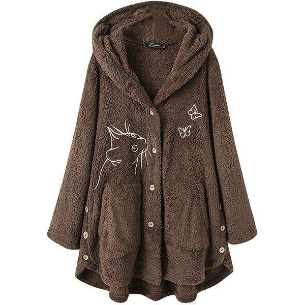 ボア レディース パーカー トレーナー ゆったり 猫柄 暖かい 秋冬 大きいサイズ スウェット 裏起...