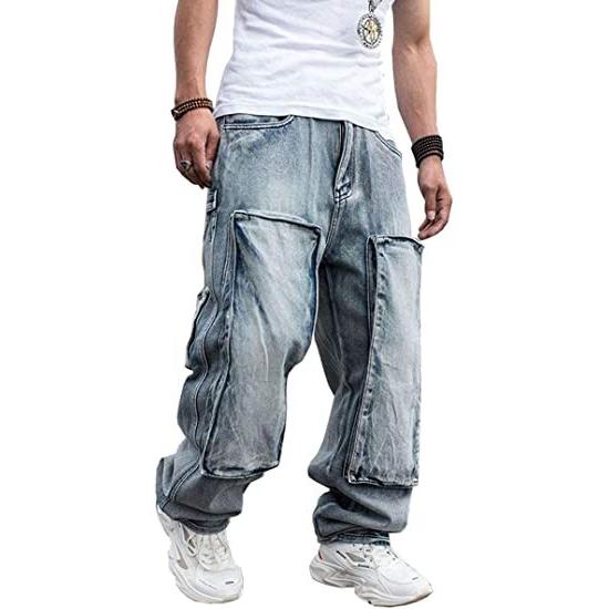 超ワイド バギーデニム メンズ ジーンズ ストレートシルエット デニム カーゴパンツ ジーパン ゆっ...