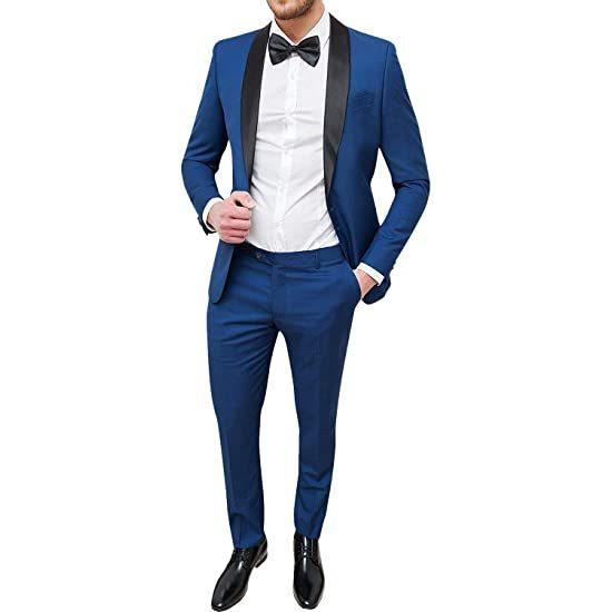 メンズスリムフィット2ピーススーツワンボタンショールラペルブレザータキシードベスト＆ズボン(s210...