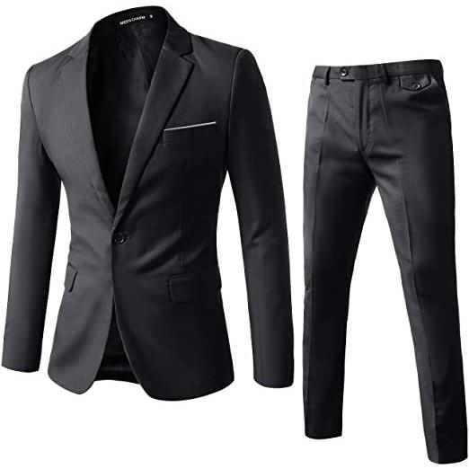 メンズ スーツ ワンボタン スリムフィット 2ピーススーツ ブレザー ジャケット パンツセット(s2...