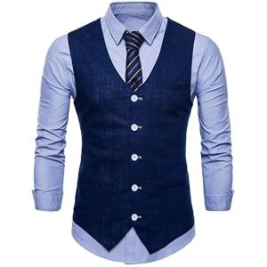 ベスト メンズ ビジネス ジレベスト Vネック リネン スーツベスト フォーマル 大きいサイズ 尾錠...