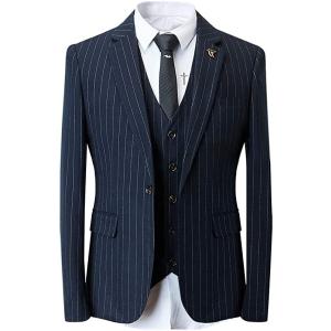 スーツ スリーピース メンズ チェック柄 ストライプ フォーマルスーツ 3ピース セット ビジネス ...