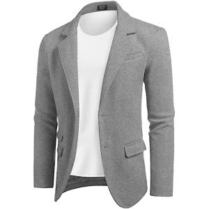 メンズ スリムフィット ウールブレンド ブレザージャケット 2つボタン スーツ スポーツコート(s2...