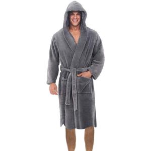 メンズ バスローブ ナイト ガウン 厚手 あったか ふかふか ルームウェア フード付き 湯上り着 部...