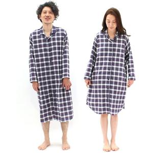 パジャマ屋 スリーパー 長袖 ストレッチ 2重 ガーゼ ノビーゼ チェック柄 メンズ レディース 兼...