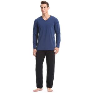 メンズ ルームウェア パジャマ 部屋着 長袖 綿 上下 シンプルデザイン(s210726379)