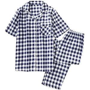 パジャマ レディース メンズ 半袖 綿100 ガ...の商品画像