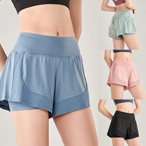 Shorts Womens 2 in 1 Flowy Fitness Shorts Quick Dr...