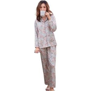 女性用パジャマセットラウンジウェアコットン長袖トップス＆パンツパンツセットパジャマカジュアルナイトウ...