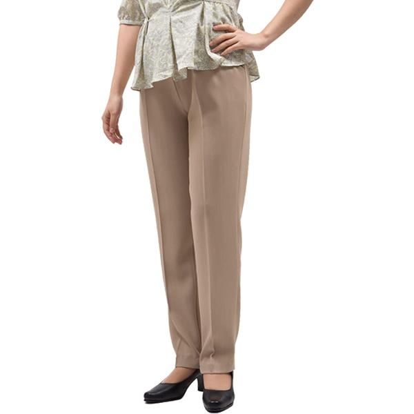 パンツ レディース 裾ファスナー 付き 膝出し ストレッチ 濃淡 かすり調 シニア 夏 股下58cm...