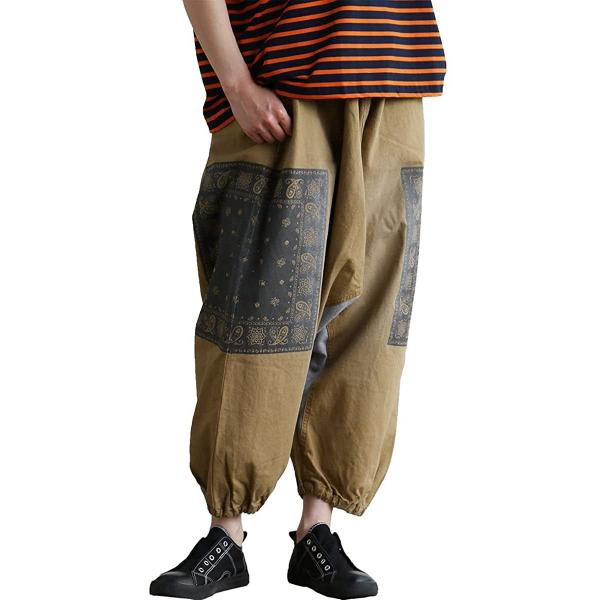 パンツ 丸い フォルム 丸み バンダナ プリント ライク ボーイズライク スウェット 切替(sc09...