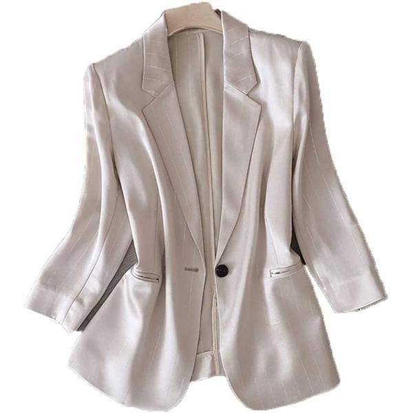 イミテーショントライアセテート明るいシルクストライプスーツの女性の薄いカジュアルブレザージャケット(...