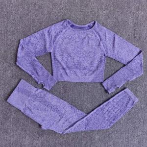SGZYJ. シームレスな女性ヨガセットワークアウトスポーツウェアジム服フィットネス長袖クロップトップハイウエストレギンスス(sd01036)